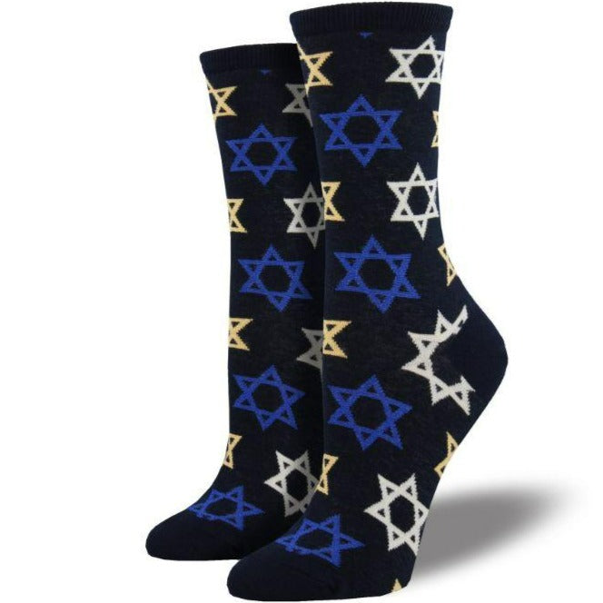 Star of David Socks Women's Crew Sock black
