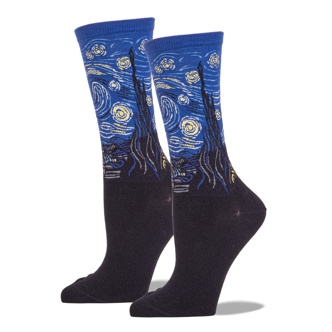 Starry Night Socks  Van Gogh Women&#39;s Crew Sock Blue