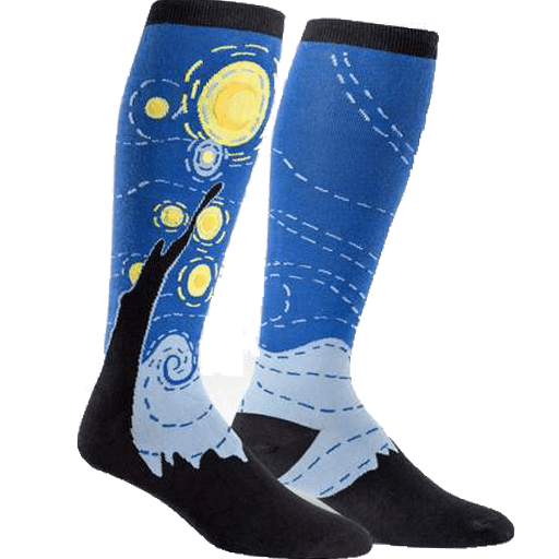 Starry Night Women's Wide Calf Knee High Socks Blue