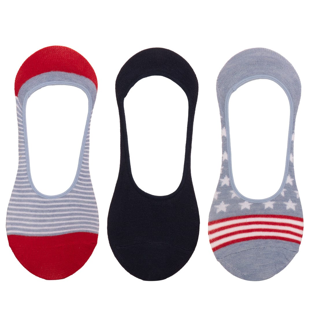 Stars &amp; Stripes 3 Pack Liner Socks Blue / Red