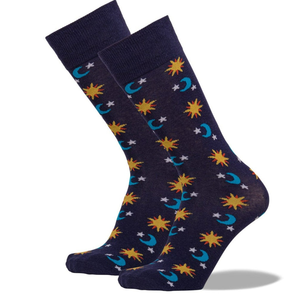 Stars and Moon Socks Navy / Men&#39;s