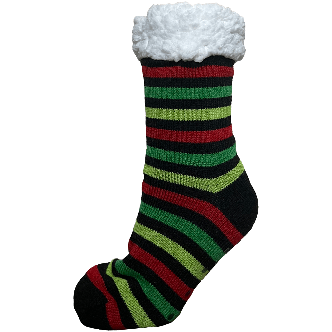Sherpa Christmas Slipper Socks Red / Black