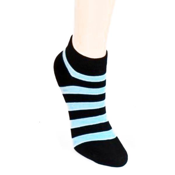 Stripe Print - Women&#39;s Ankle Sock Blue &amp; Black