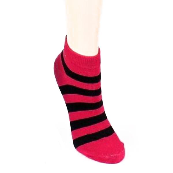 Stripe Print - Women&#39;s Ankle Sock Pink &amp; Black