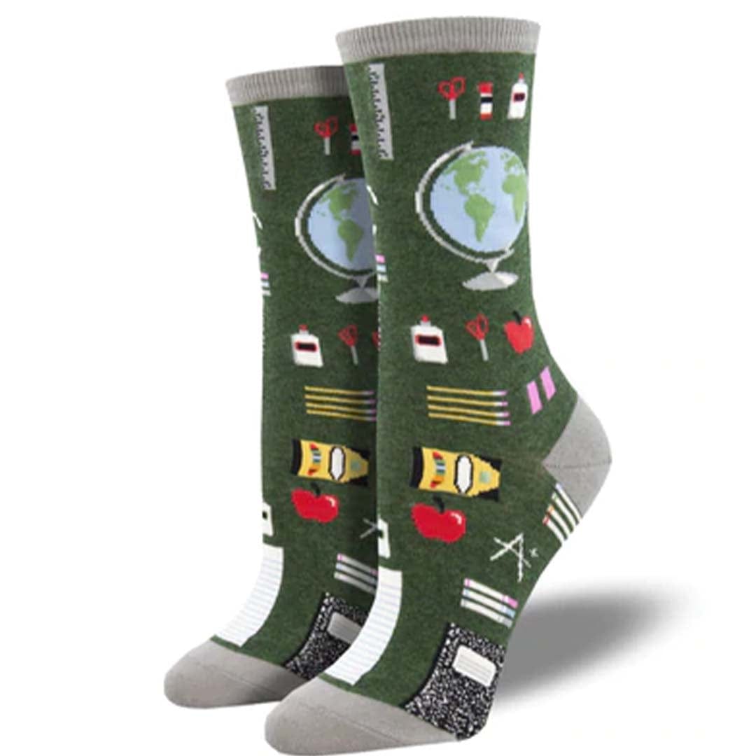 Study Buddies Women&#39;s Crew Socks Green