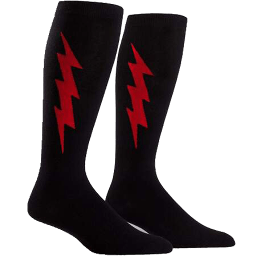Red Carded Cotton Lightning Bolt Sock