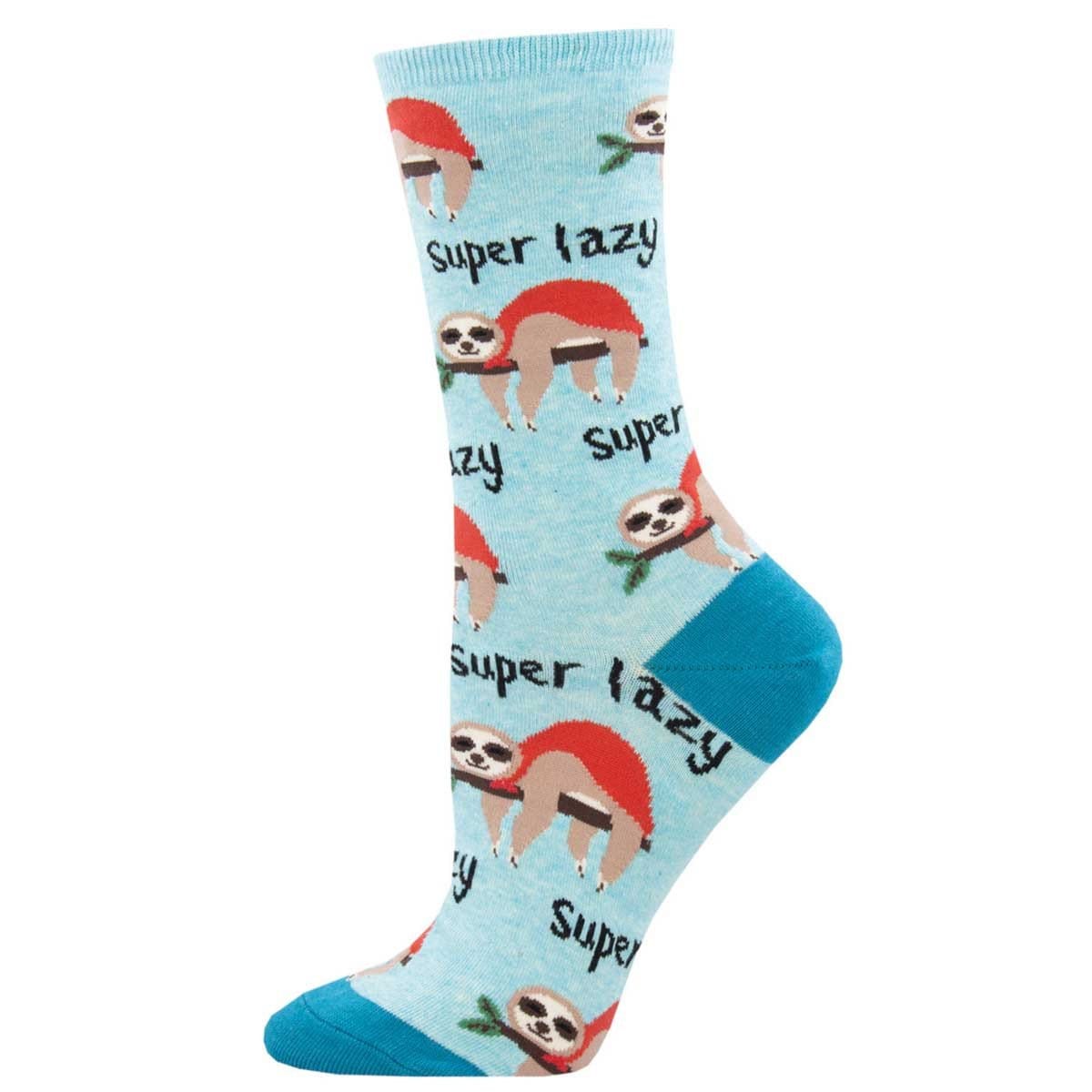 Super Lazy Sloth Women's Crew Sock Blue