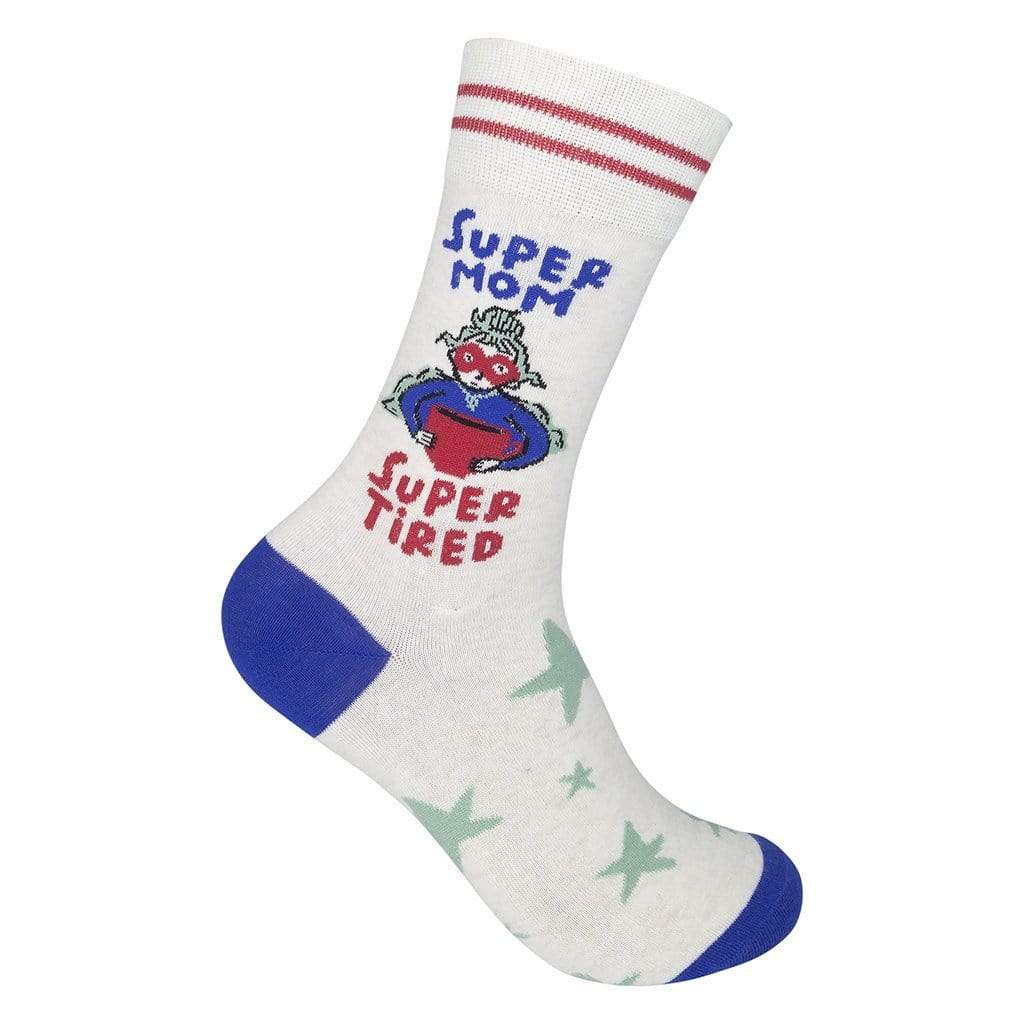 Super Mom Super Tired Women's Crew Socks White