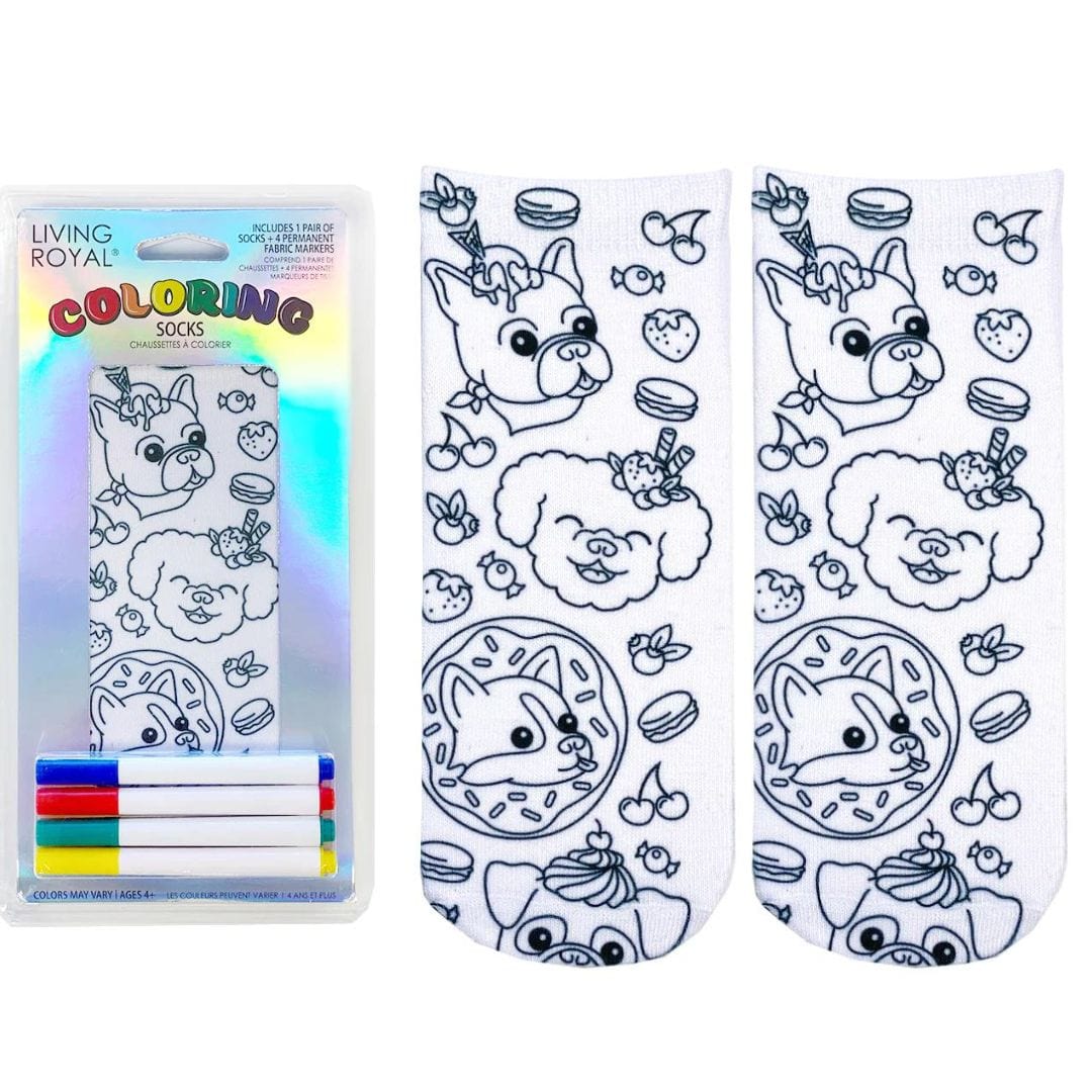 Sweet Dog Coloring Socks White