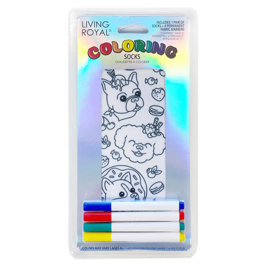 Sweet Dog Coloring Socks White