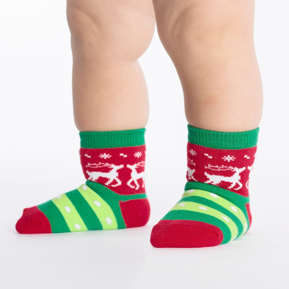 Tacky Holiday Sweater Toddler Crew Socks Green