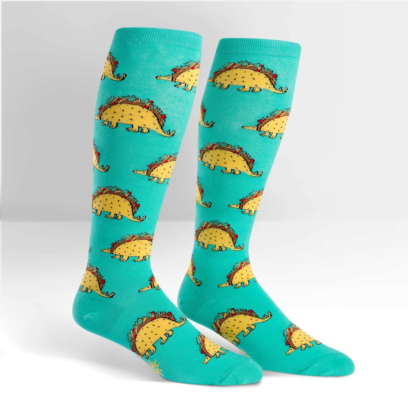 Taco-Saurus Socks Women's Knee High Sock Regular / Teal