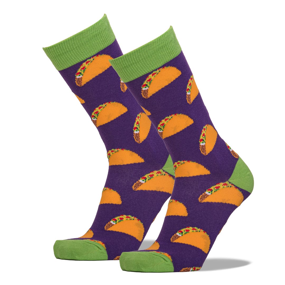 Purple Taco Socks Men’s Crew Sock Purple / King Shoe Size 12-15
