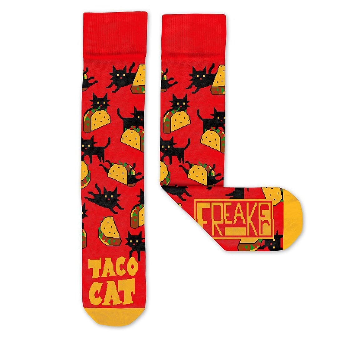 Taco Cat Socks -Unisex Crew Sock red