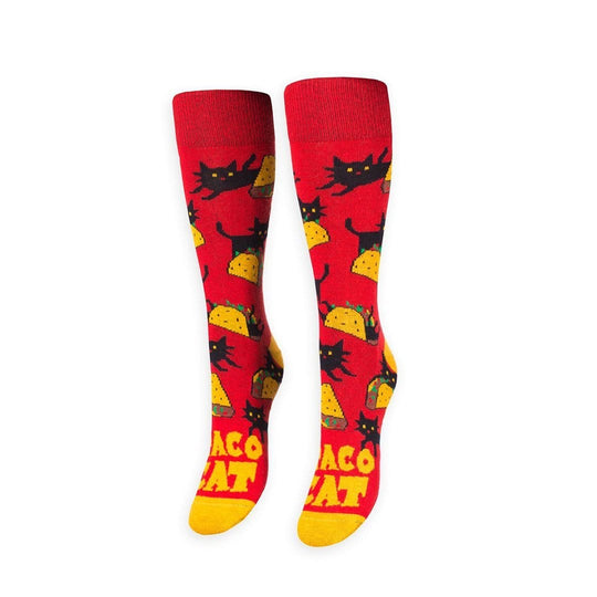 Taco Cat Socks -Unisex Crew Sock red