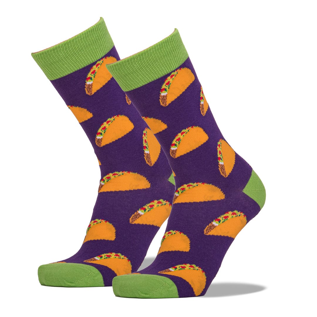 Purple Taco Socks Men’s Crew Sock Purple / Shoe Size 7-12