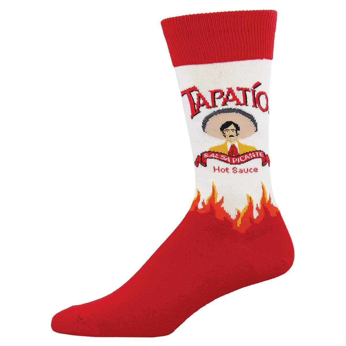Tapatio Men&#39;s Crew Sock Red and White / 10-13