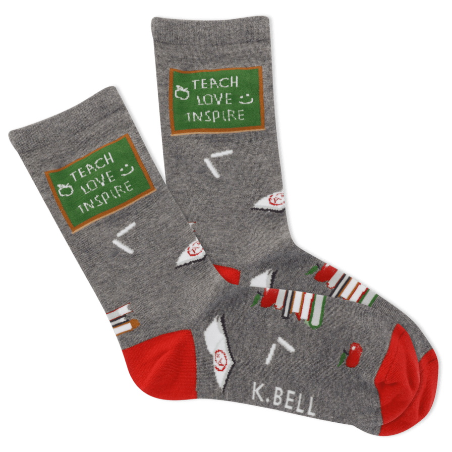 Teach Love Inspire Women's Crew Socks Grey