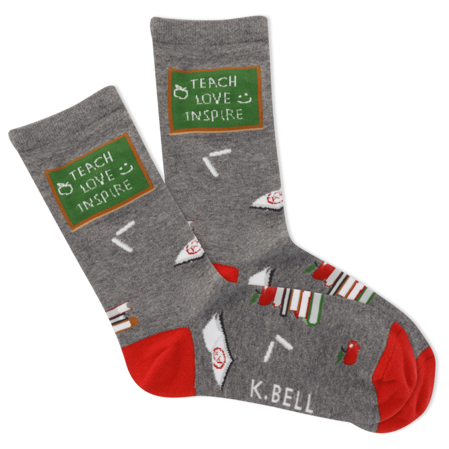 Teach Love Inspire Women&#39;s Crew Socks Grey