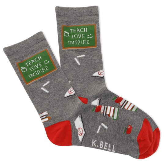 Teach Love Inspire Women's Crew Socks Grey