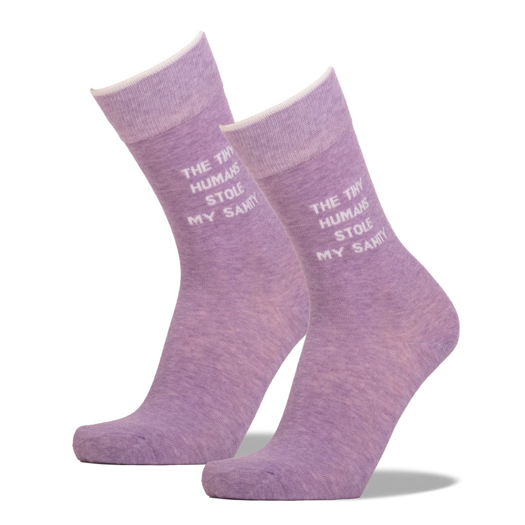 The Tiny Humans Stole My Sanity Unisex Crew Sock Purple