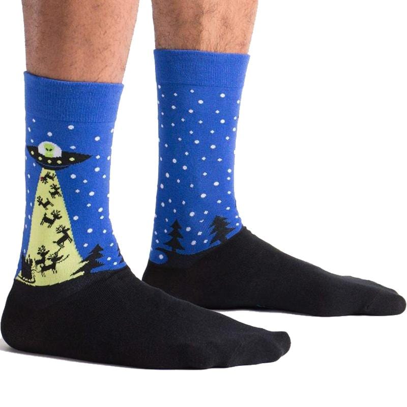 The Alien Who Stole Christmas Men's Crew Socks Blue