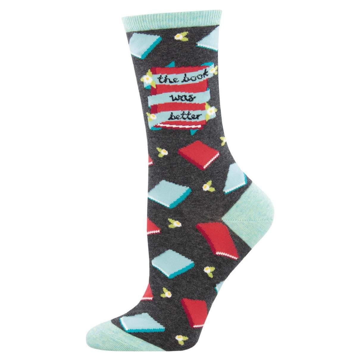 The Book Was Better Women's Crew Sock Grey