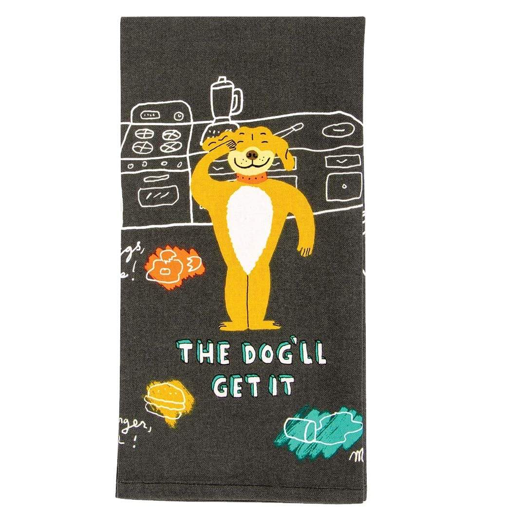 The Dog'll Get It Dish Towel Black