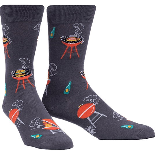 The Steaks are High Men's Crew Socks Charcoal