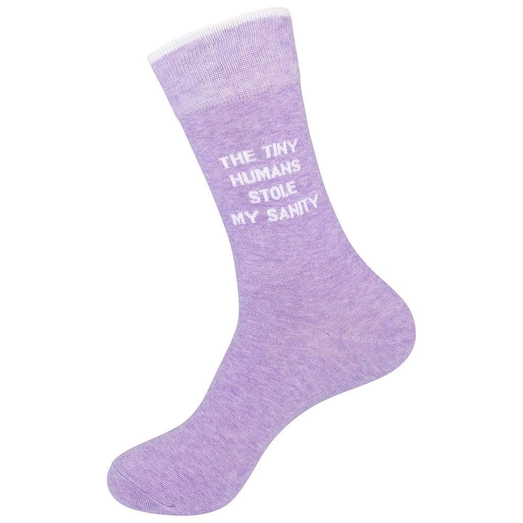 The Tiny Humans Stole My Sanity Unisex Crew Sock Purple