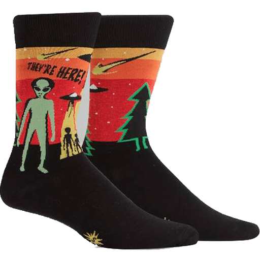 They're Here Men's Crew Socks Black