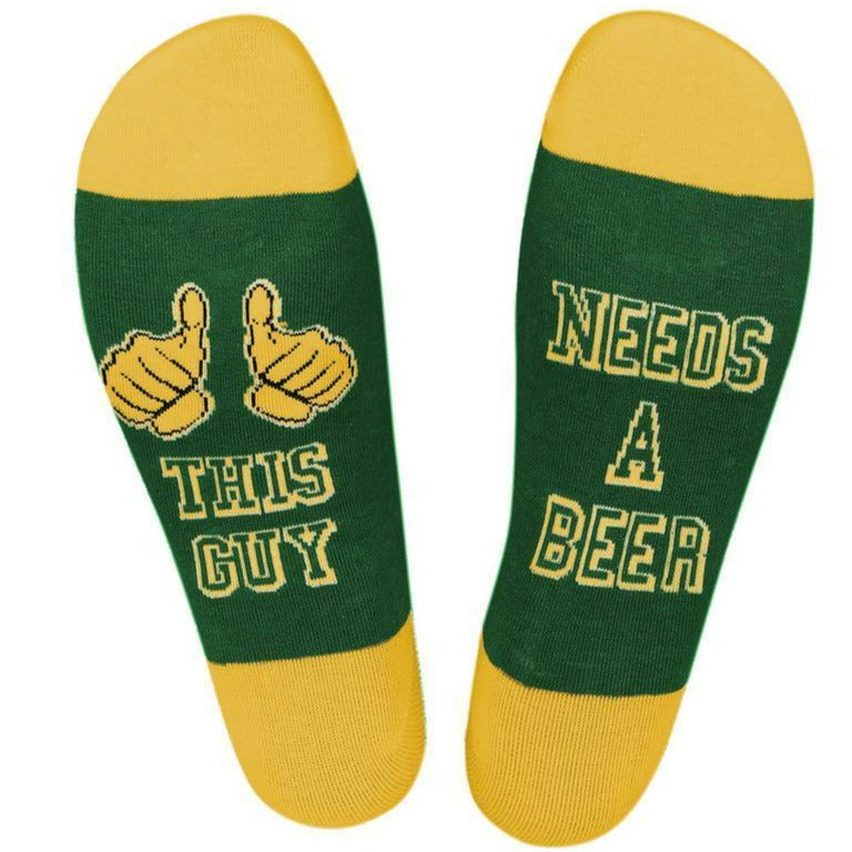 This Guy Needs A Beer Men's Crew Sock Green