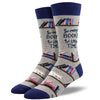 Time For A Good Book Men's Crew Socks Grey Heather