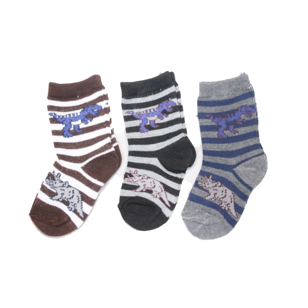 Toddler&#39;s Dinosaur Socks for Ages 1-3 - 3 pack Multi