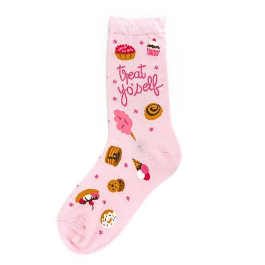 Treat Yo'Self Women's Crew Sock pink
