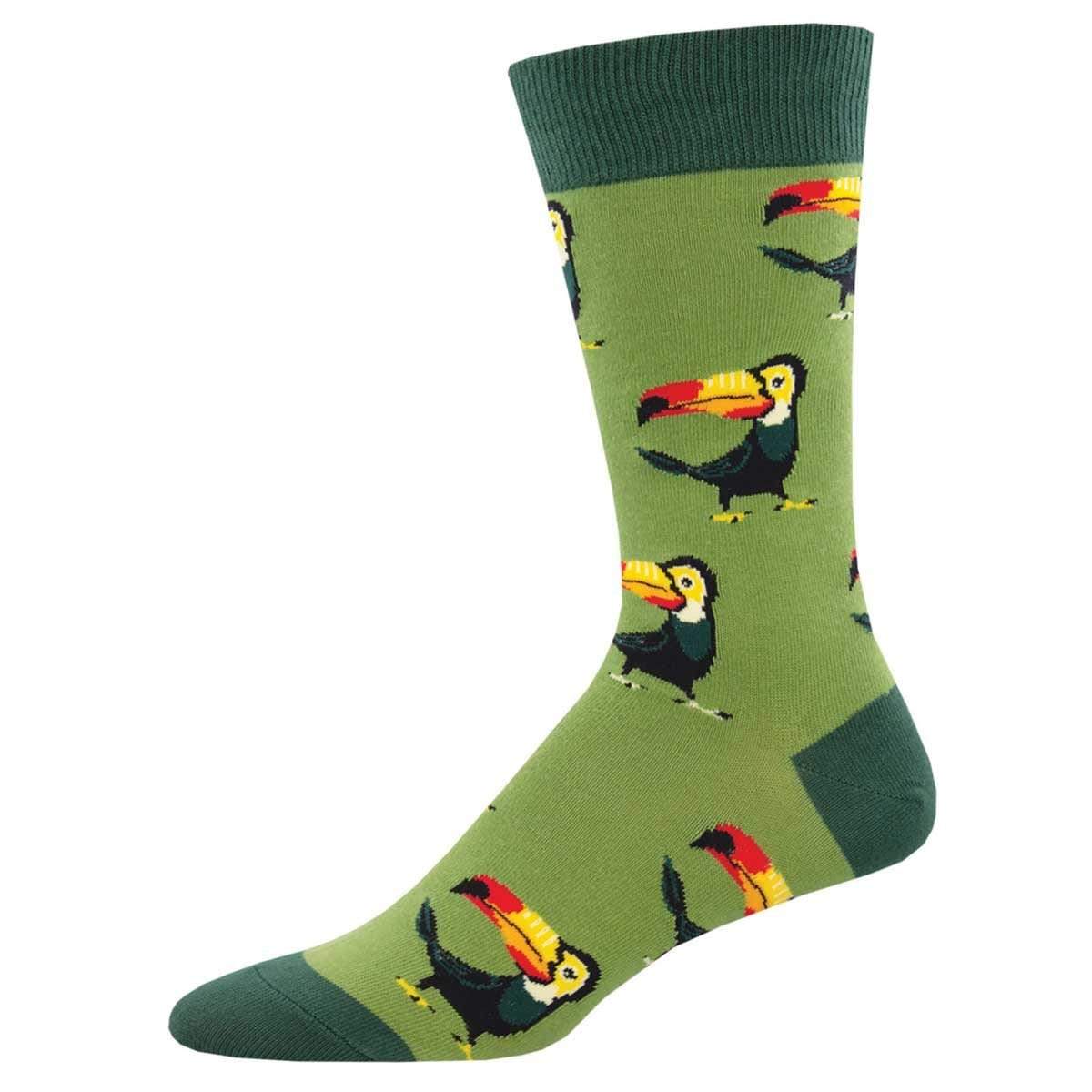 Tropical Toucan Men's Crew Sock Green