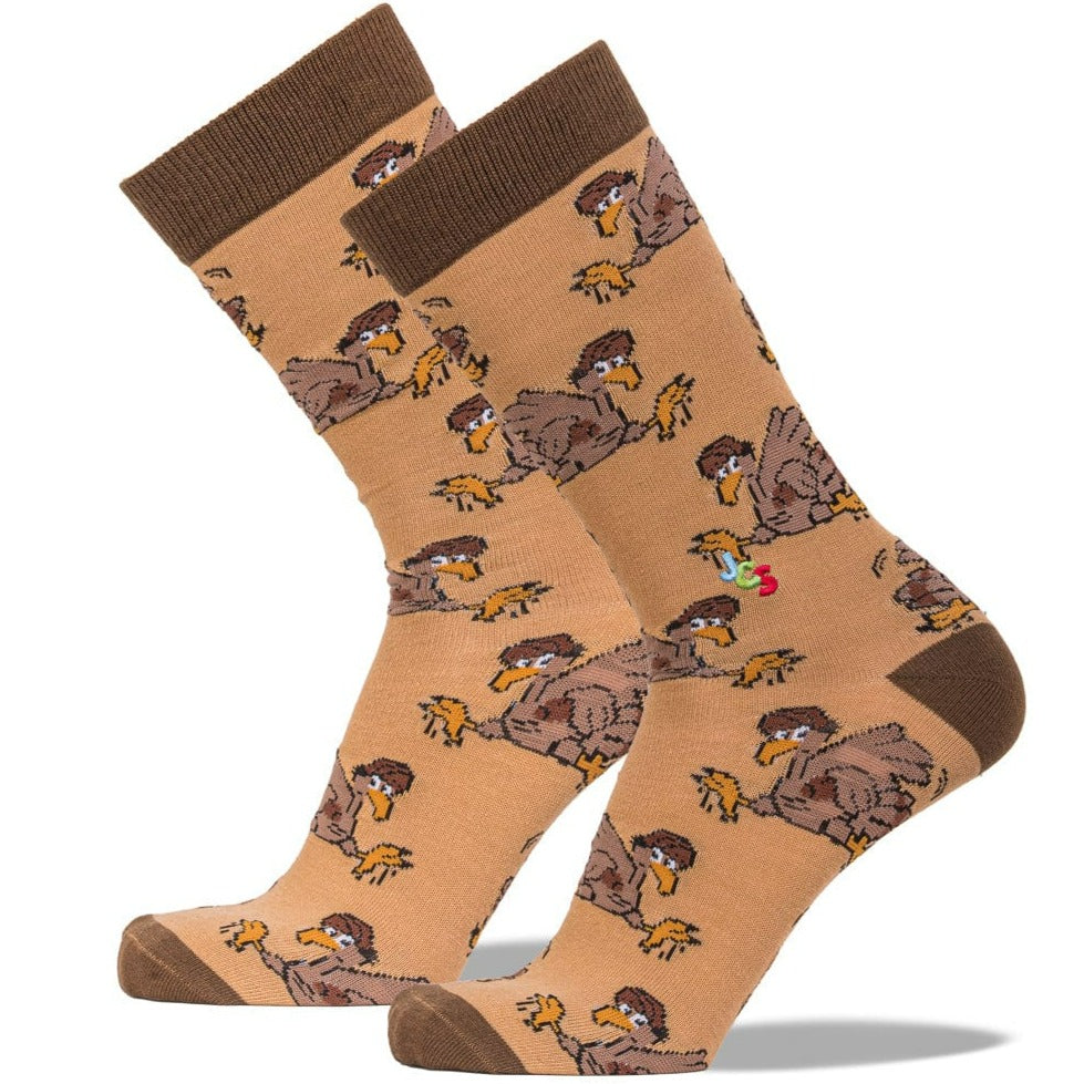 Turkey Bowl Socks Unisex Crew Sock Men's / Brown