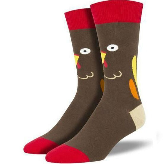 Turkey Face Men's Crew Sock Brown