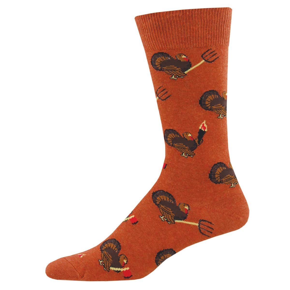 Turkey Revolution Thanksgiving Socks Men’s Crew Sock Orange
