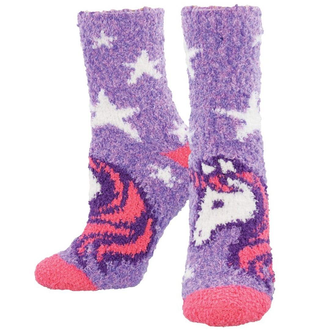 Unicorn Dreams Fuzzy Women&#39;s Crew Sock Purple