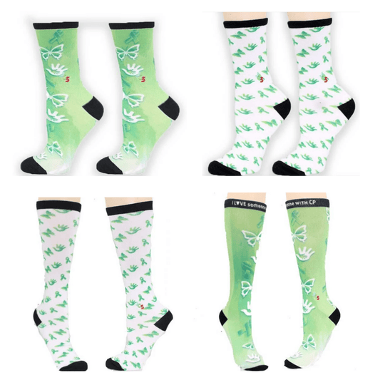 Cerebral Palsy Awareness Sock Mega Gift Pack Green / White