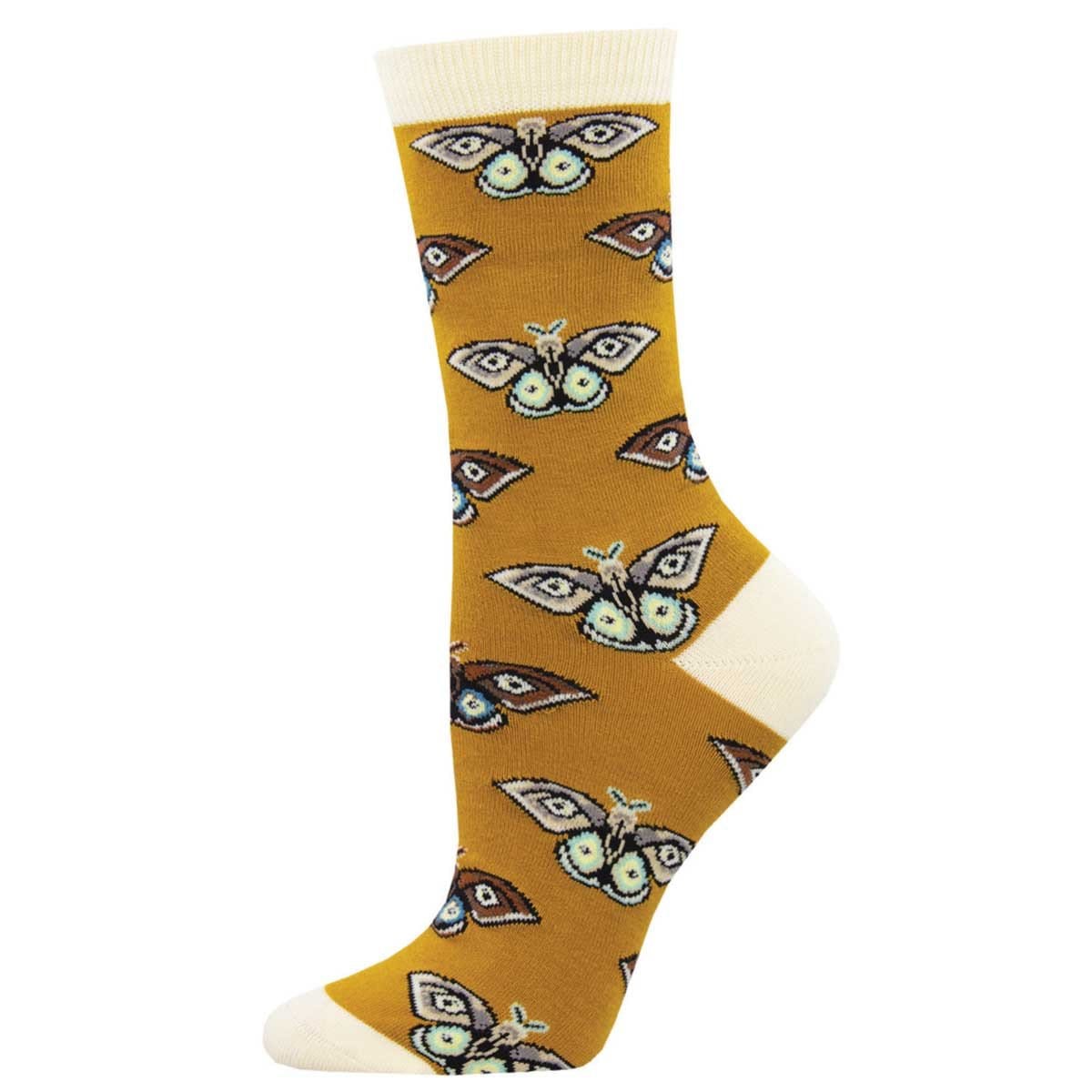 Vintage Moths Women's Crew Socks Gold