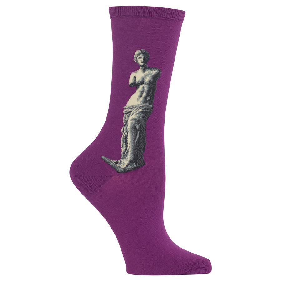 Venus De Milo Socks -Women&#39;s Crew Sock Purple