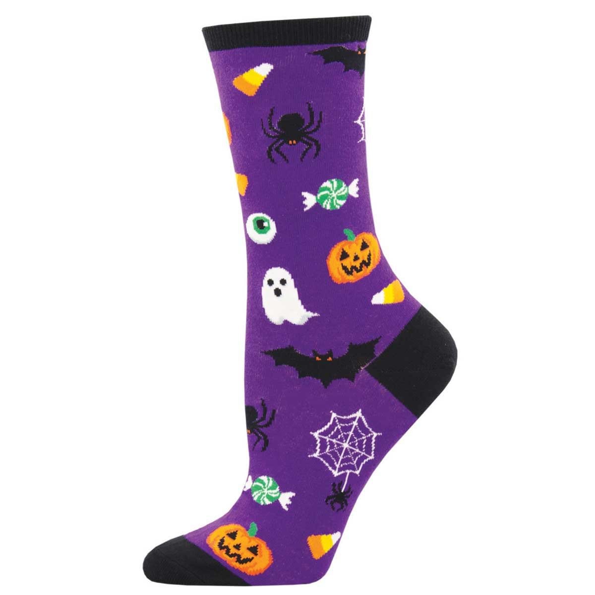Spooky Soles: Purple Ghostly Jack O' Lantern Halloween Socks