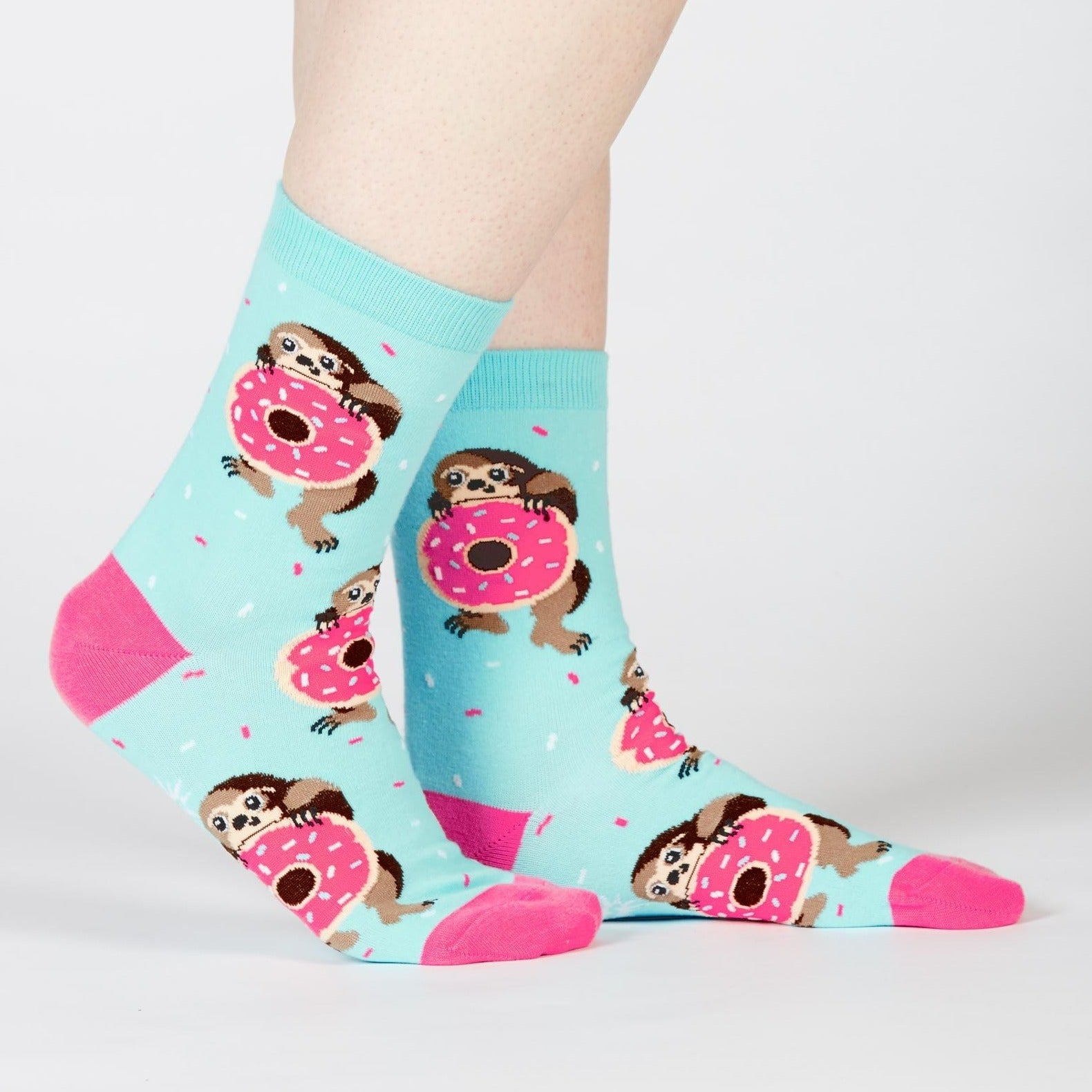 Snackin Sloth Socks Women's Crew Sock Teal