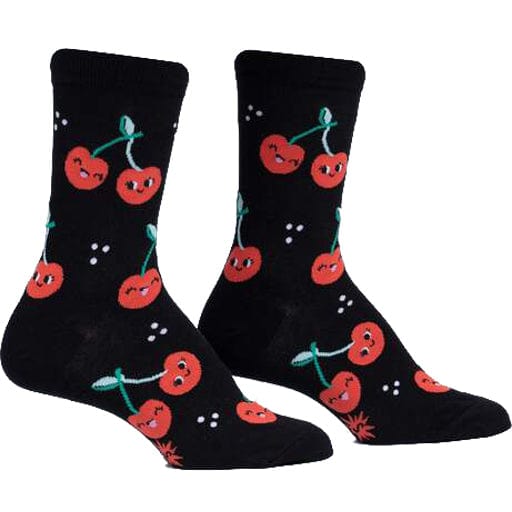 Mon Cherry Women's Crew Socks Black