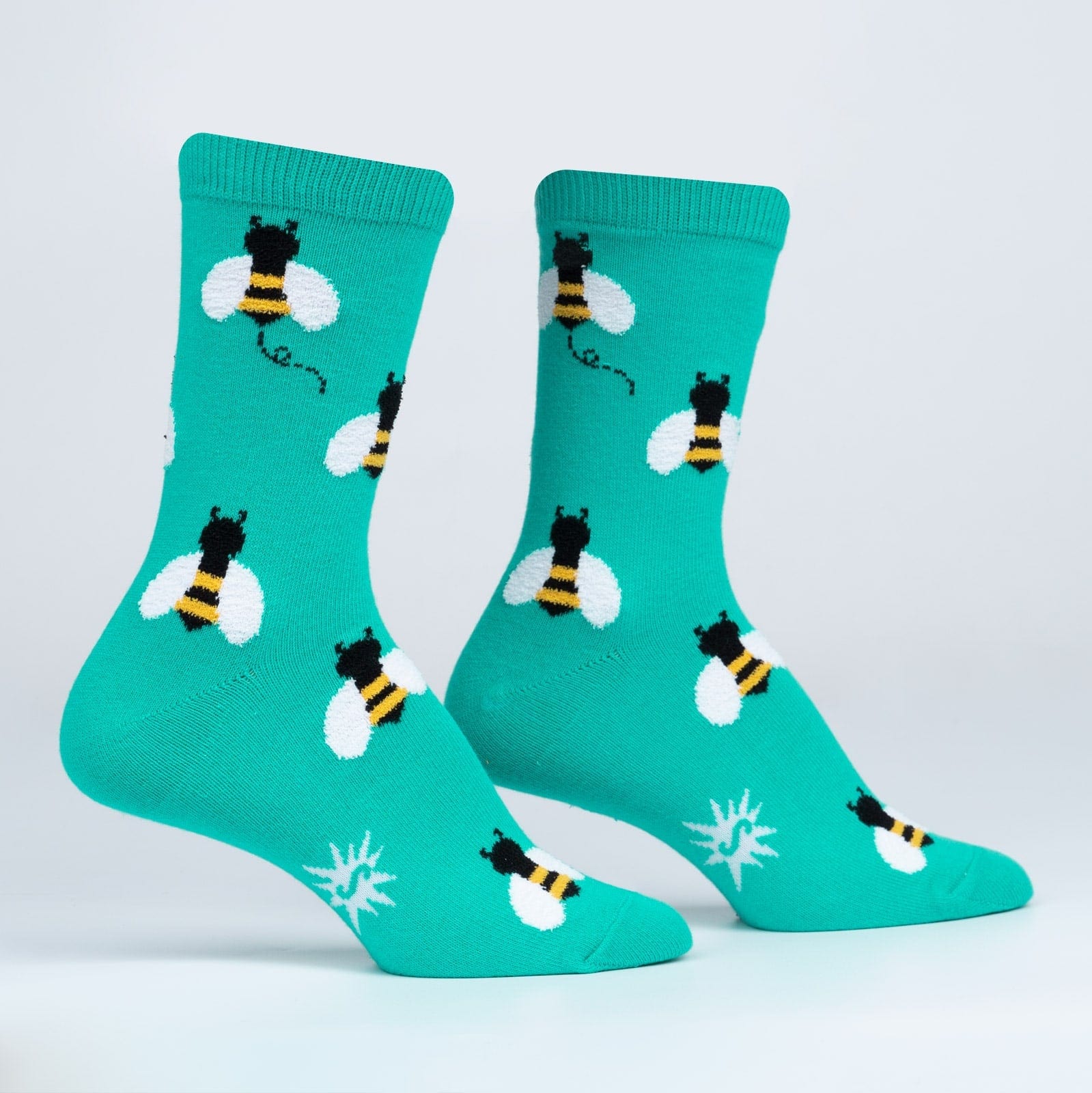 Bee Happy Women's Crew Socks Teal