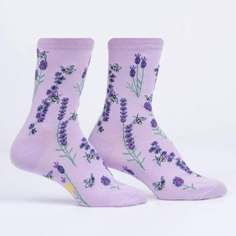 Bees and Lavender Women&#39;s Crew Socks Lavender