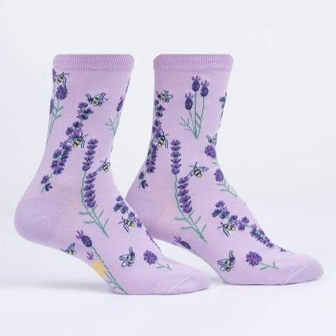 Bees and Lavender Women's Crew Socks Lavender