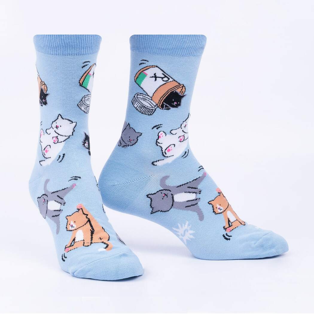 Purr-scription For Happiness Women's Crew Socks Blue